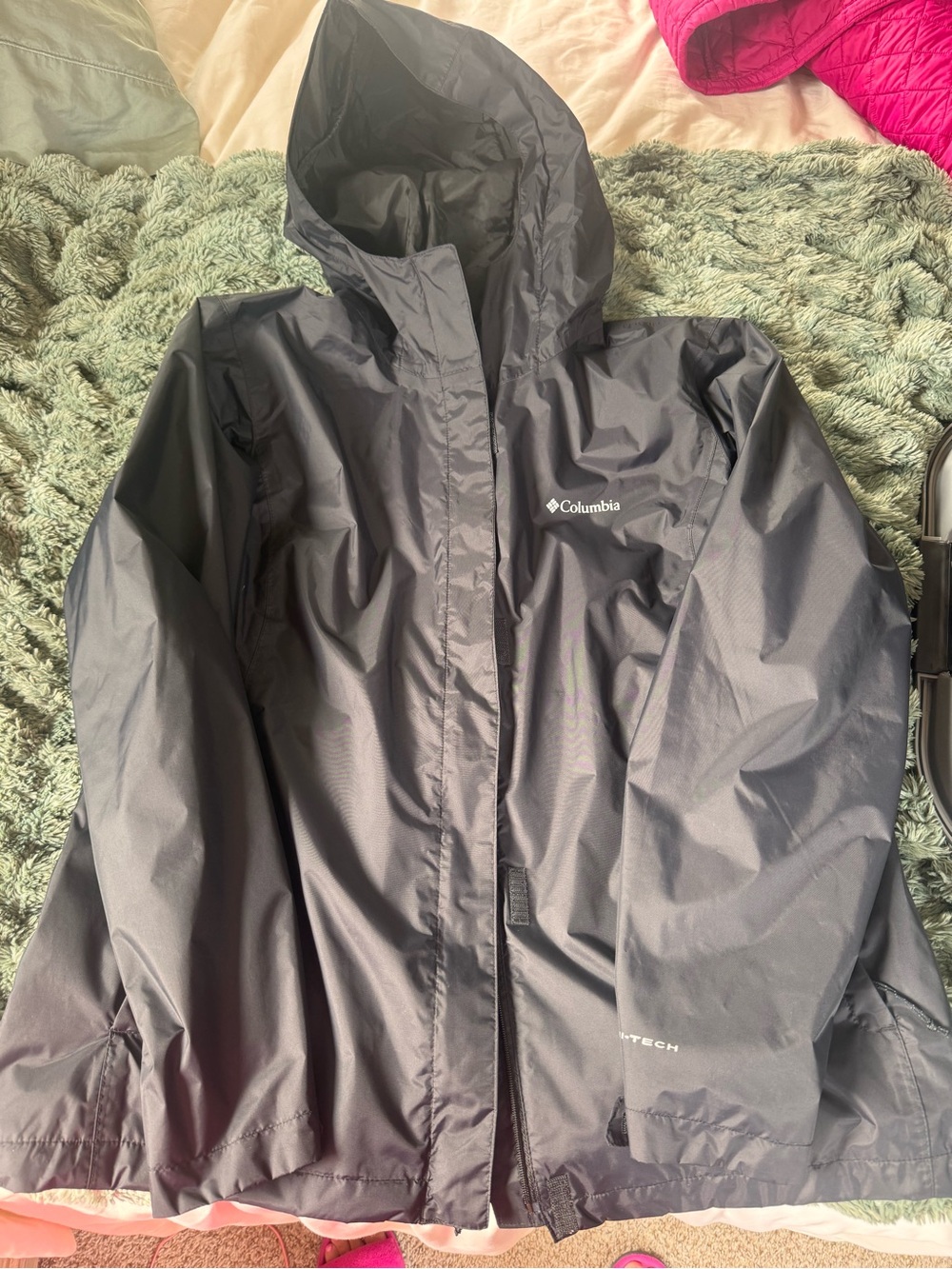 Columbia Women's Black Hooded Rain Shell Jacket